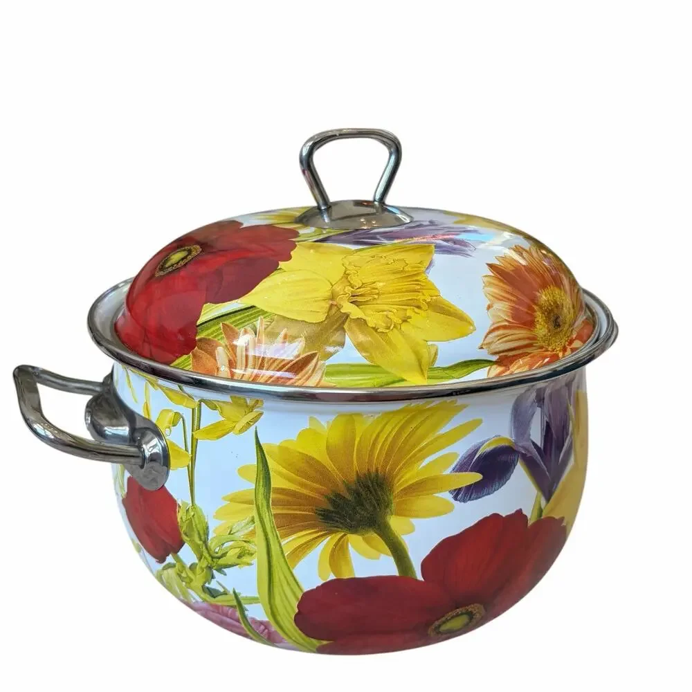 The Pioneer Woman Dutch Oven Floral Enameled Steel 4 QT Stock Pot w/ Lid Retired